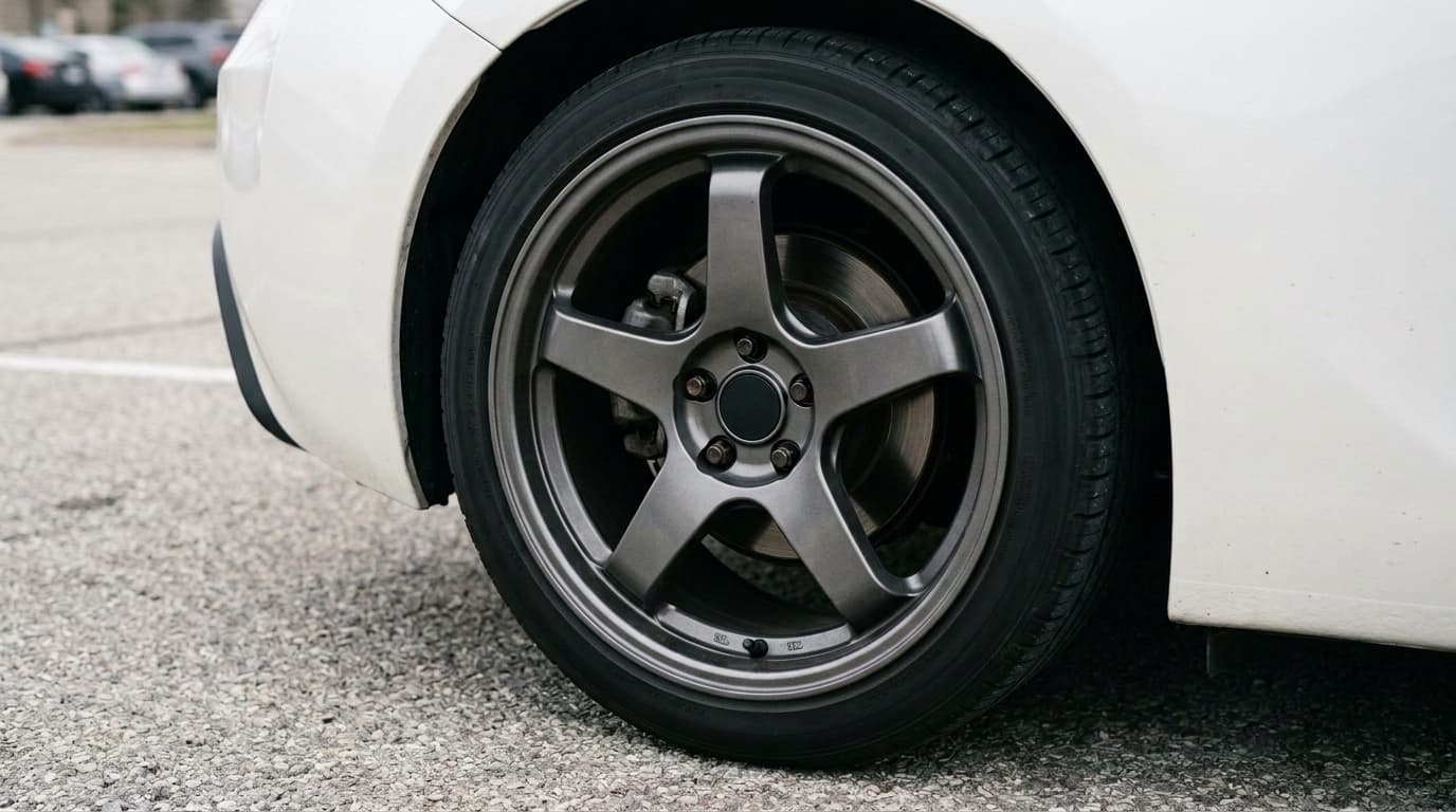 After repair: the same wheel with the lip refinished to a uniform factory finish