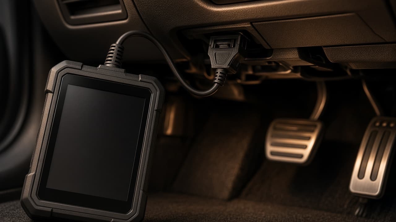 Tuning device connected to a car's OBD-II port for an ECU flash