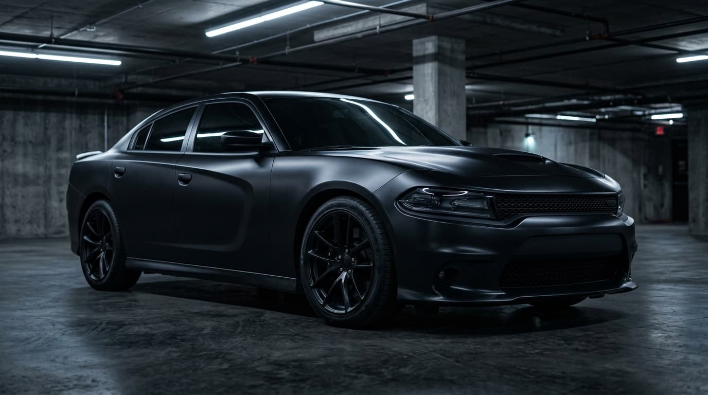 Satin black rims on a matte black sedan, the murdered-out look that keeps black the most popular rim color